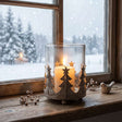 Shades 4 Seasons Candle Holder Featuring a Winter Scene with Trees and a Warm Candle Glow