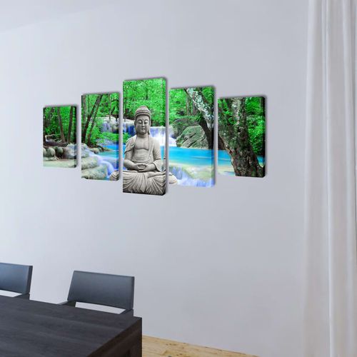 Canvas Wall Print Set Buddha 200 x 100 cm vidaXL