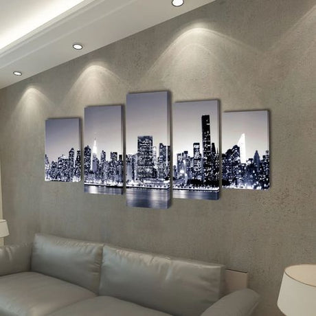 Canvas Wall Print Set Monochrome New York Skyline 200 x 100 cm vidaXL