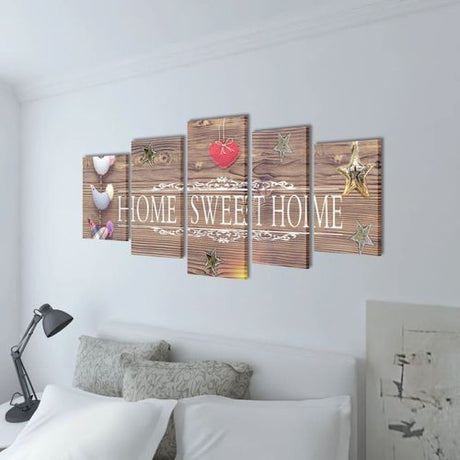 Canvas Wall Print Set Home Sweet Home Design 200 x 100 cm vidaXL