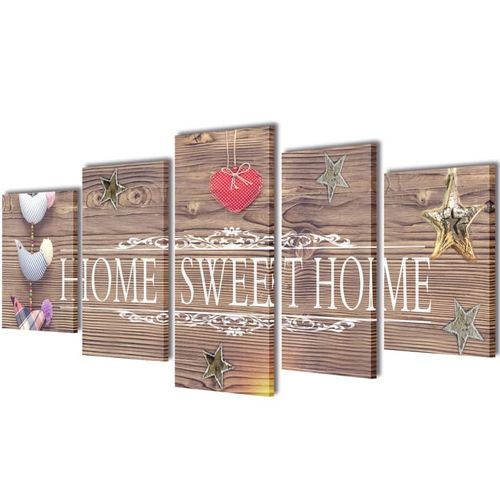 Canvas Wall Print Set Home Sweet Home Design 200 x 100 cm vidaXL