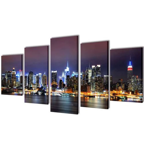 Canvas Wall Print Set Colourful New York Skyline 200 x 100 cm vidaXL