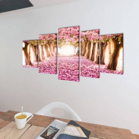 Canvas Wall Print Set Cherry Blossom 200 x 100 cm vidaXL