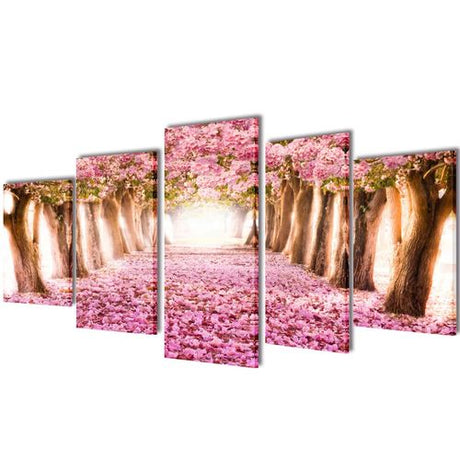 Canvas Wall Print Set Cherry Blossom 200 x 100 cm vidaXL