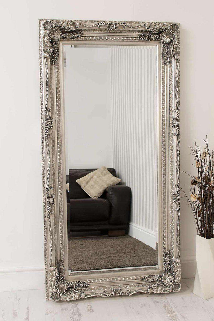 Carved Louis Wall Mirror Silver Unbranded