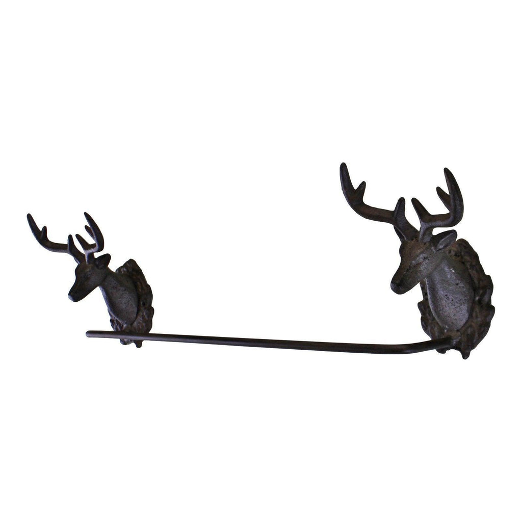 Cast Iron Rustic Towel Rail, Stag Head Design Geko Products