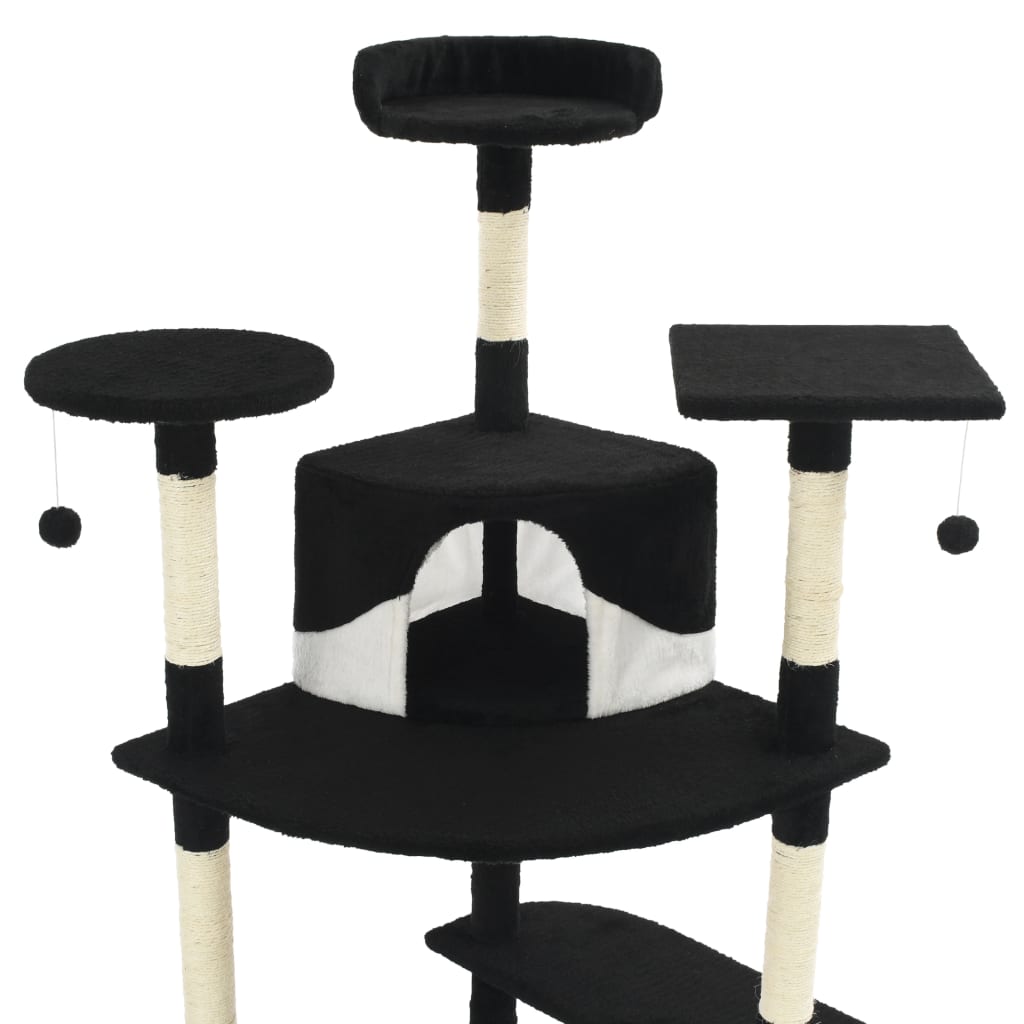 vidaXL Cat Tree with Sisal Scratching Posts 203 cm Beige and White vidaXL