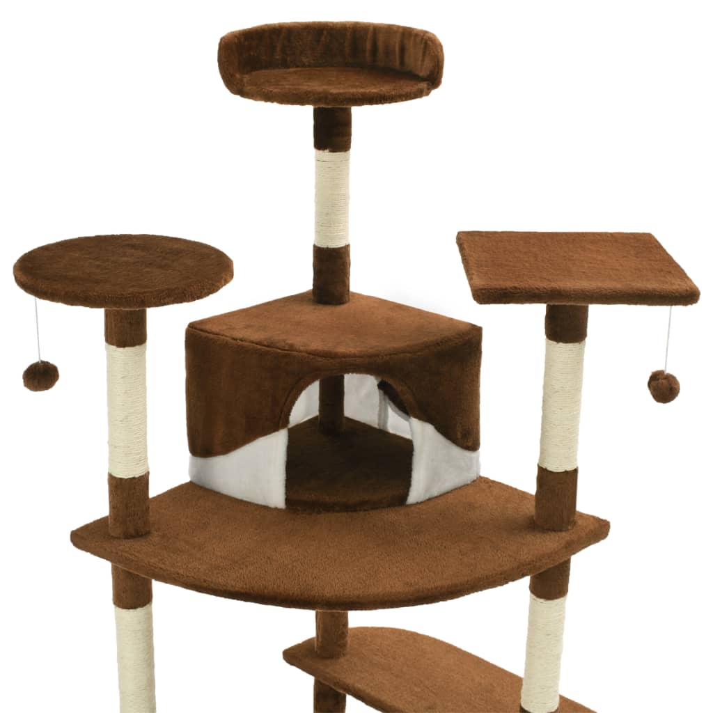 vidaXL Cat Tree with Sisal Scratching Posts 203 cm Beige and White vidaXL