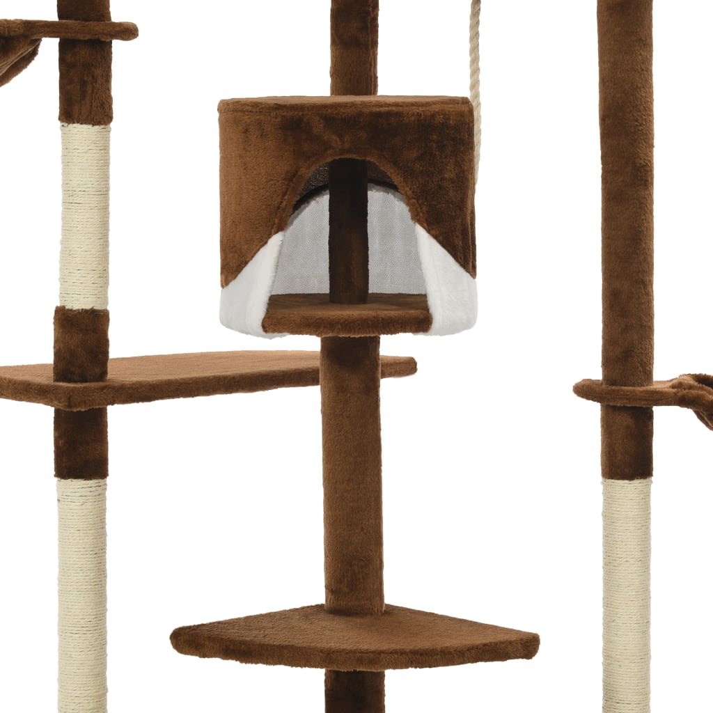 vidaXL Cat Tree with Sisal Scratching Posts 203 cm Beige and White vidaXL