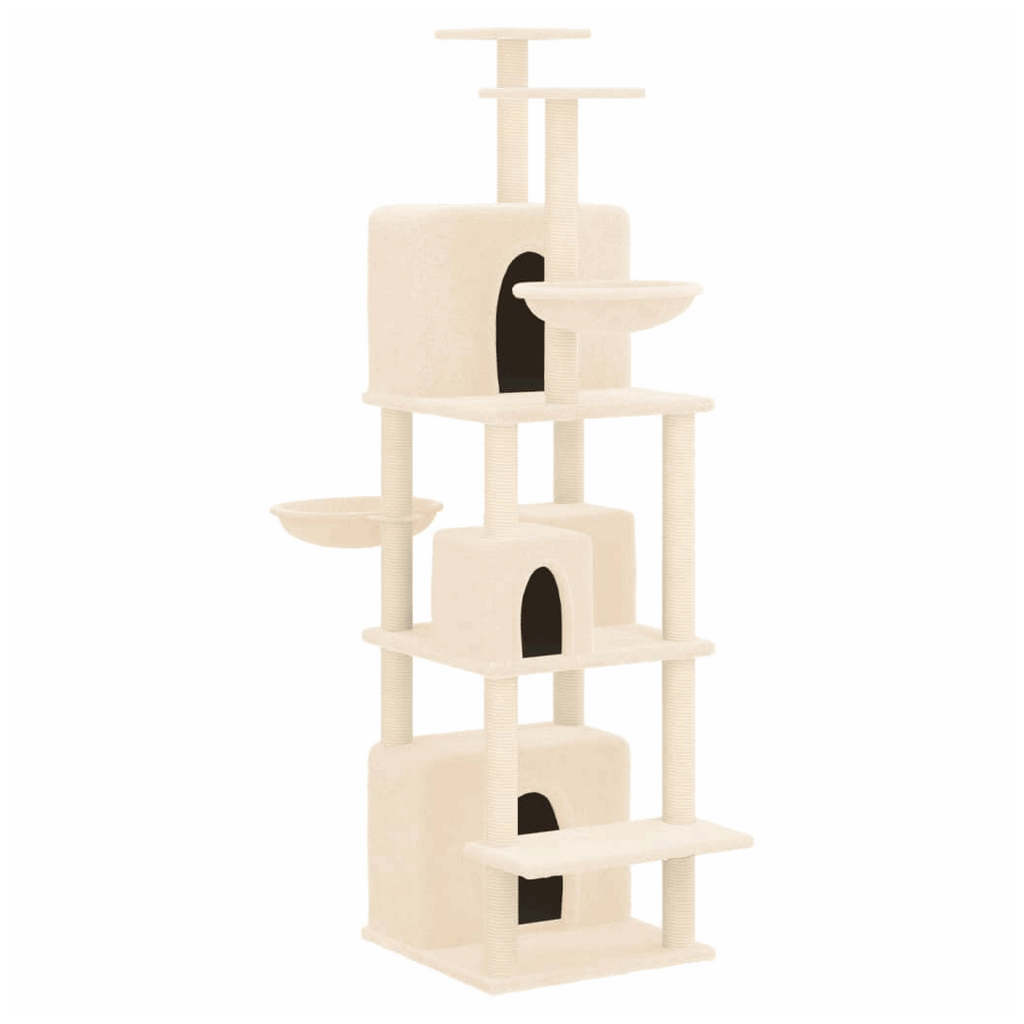 vidaXL Cat Tree with Sisal Scratching Posts Cream 180 cm vidaXL