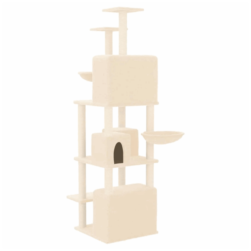 vidaXL Cat Tree with Sisal Scratching Posts Cream 180 cm vidaXL