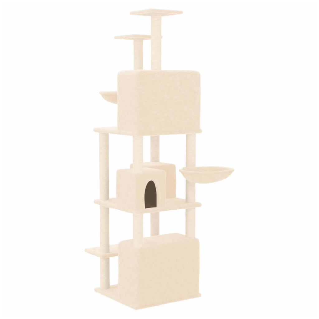 vidaXL Cat Tree with Sisal Scratching Posts Cream 180 cm vidaXL