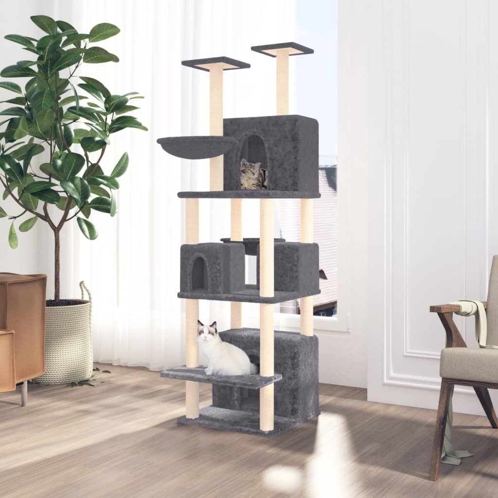 vidaXL Cat Tree with Sisal Scratching Posts Cream 180 cm vidaXL