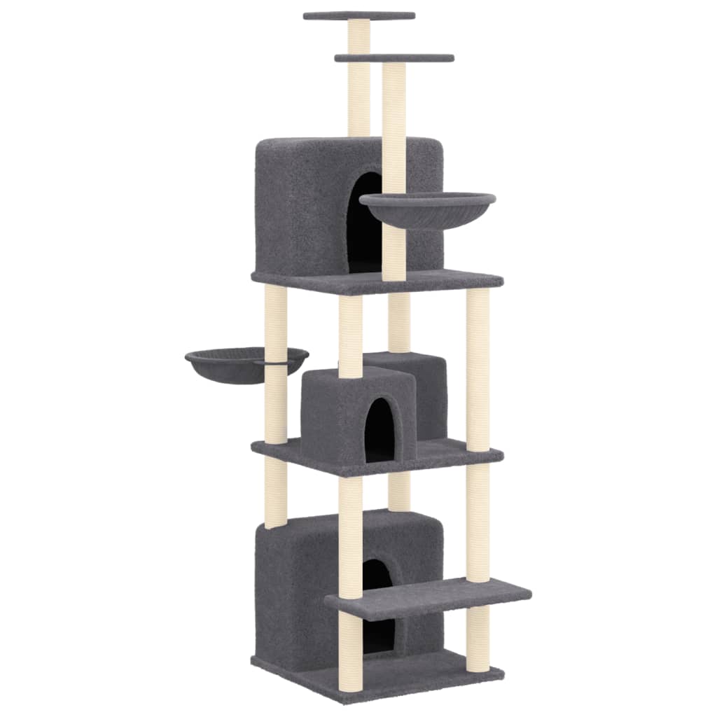 vidaXL Cat Tree with Sisal Scratching Posts Cream 180 cm vidaXL