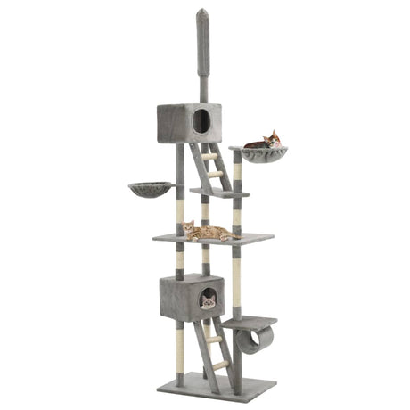 Cat Tree with Sisal Scratching Posts 230-260 cm grey vidaXL