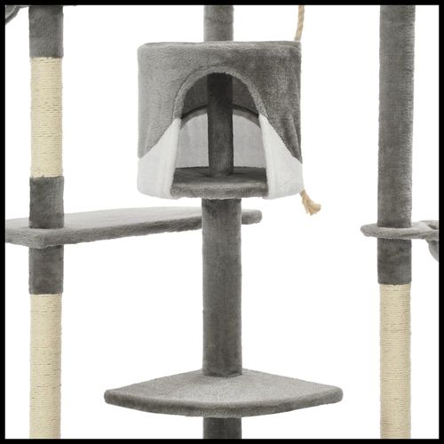vidaXL Cat Tree with Sisal Scratching Posts 203 cm Beige and White vidaXL