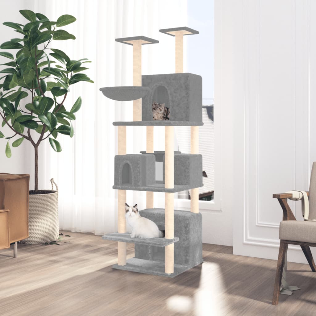 vidaXL Cat Tree with Sisal Scratching Posts Cream 180 cm vidaXL