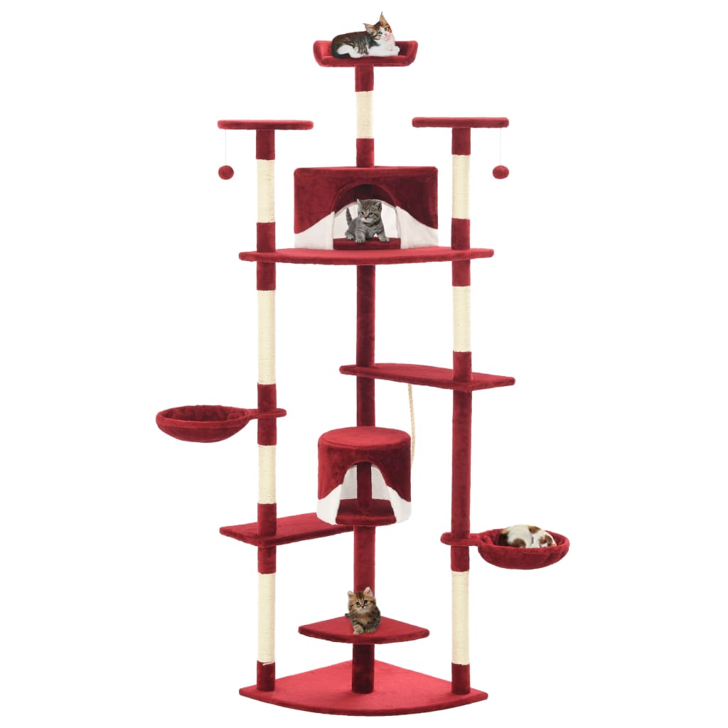 vidaXL Cat Tree with Sisal Scratching Posts 203 cm Beige and White vidaXL