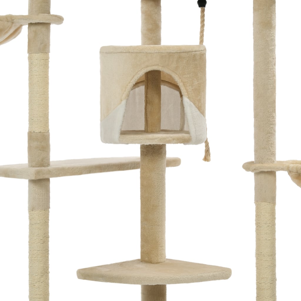 vidaXL Cat Tree with Sisal Scratching Posts 203 cm Beige and White vidaXL