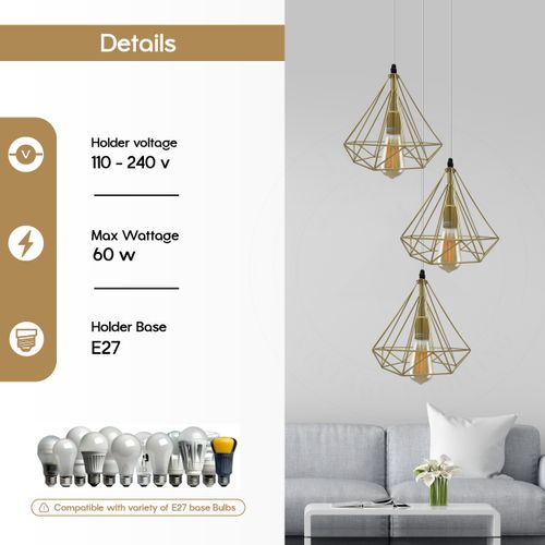 Gold Vintage Industrial Ceiling Hanging Light Un-branded