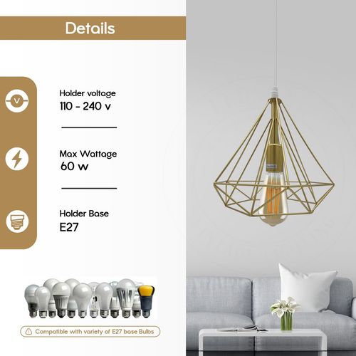 Gold Vintage Industrial Ceiling Hanging Light Un-branded