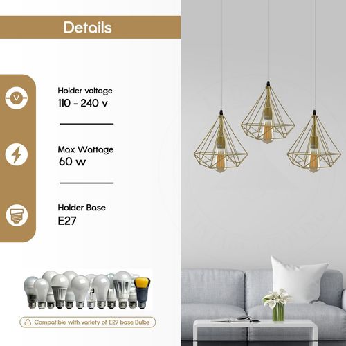 Gold Vintage Industrial Ceiling Hanging Light Un-branded