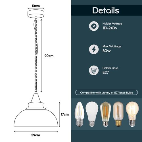 Vintage Industrial E27 Ceiling Hanging Light Shade Metal Ceiling Pendant Lamp Un-branded