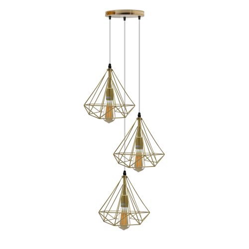 Gold Vintage Industrial Ceiling Hanging Light Gold 3 x with bulb Un-branded