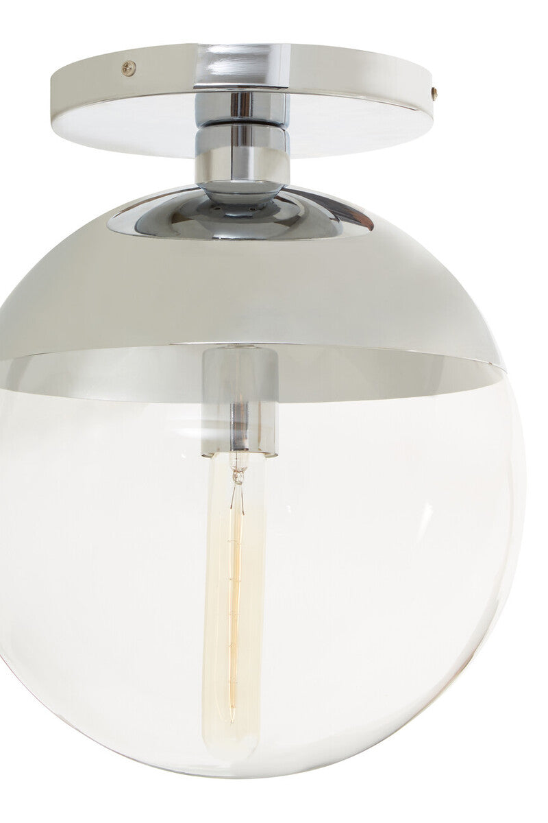 Orsina Ceiling Light with a modern chrome finish and clear glass globe design
