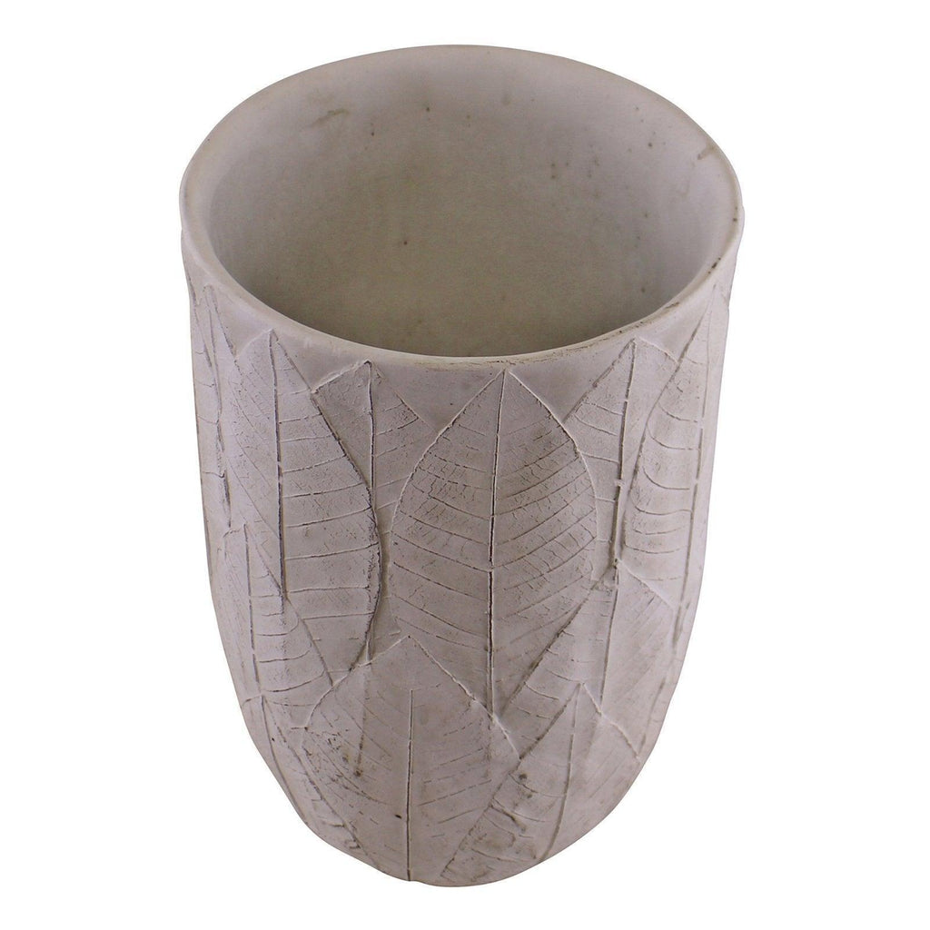 Cement Embossed Leaf Vase, 21.5cm Geko Products