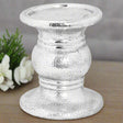Silver Punch Faced Large Ceramic Candle Holder SILVER CERAMIC Shades 4 Seasons