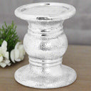Silver Punch Faced Large Ceramic Candle Holder SILVER CERAMIC Shades 4 Seasons