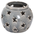 Shades 4 Seasons Ceramic Candle Lantern with Star Cutouts GREY CERAMIC Shades 4 Seasons