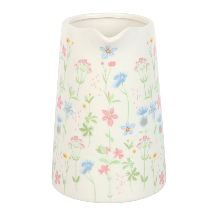 Ceramic Flower Jug with Pastel Floral Design N/A