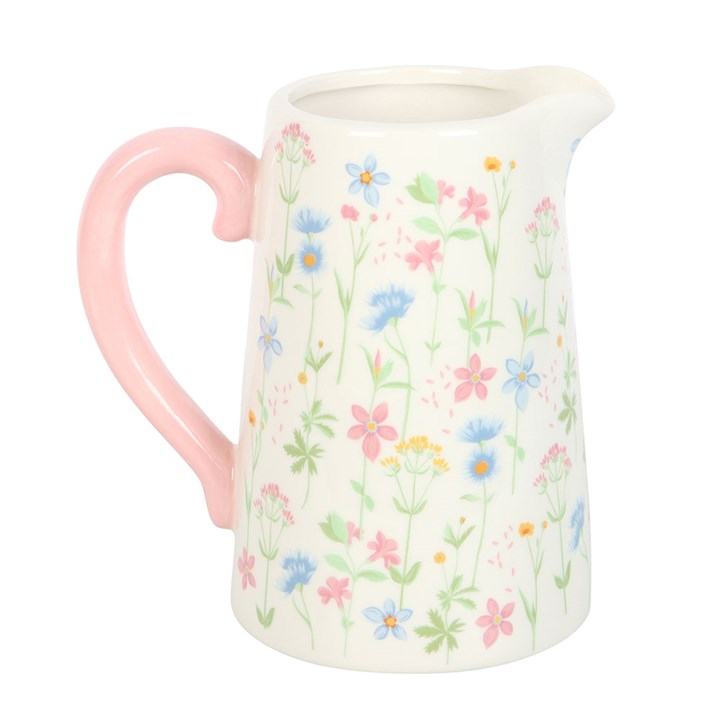 Ceramic Flower Jug with Pastel Floral Design N/A