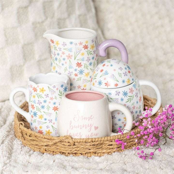 Spring Floral Print Ceramic Flower Jug N/A