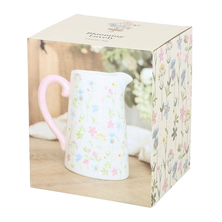 Ceramic Flower Jug with Pastel Floral Design N/A