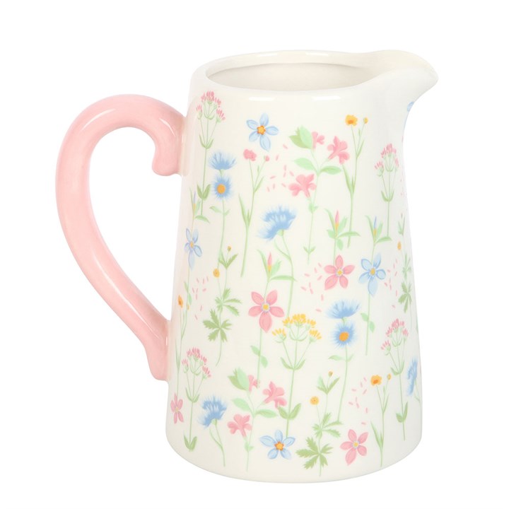Ceramic Flower Jug with Pastel Floral Design N/A