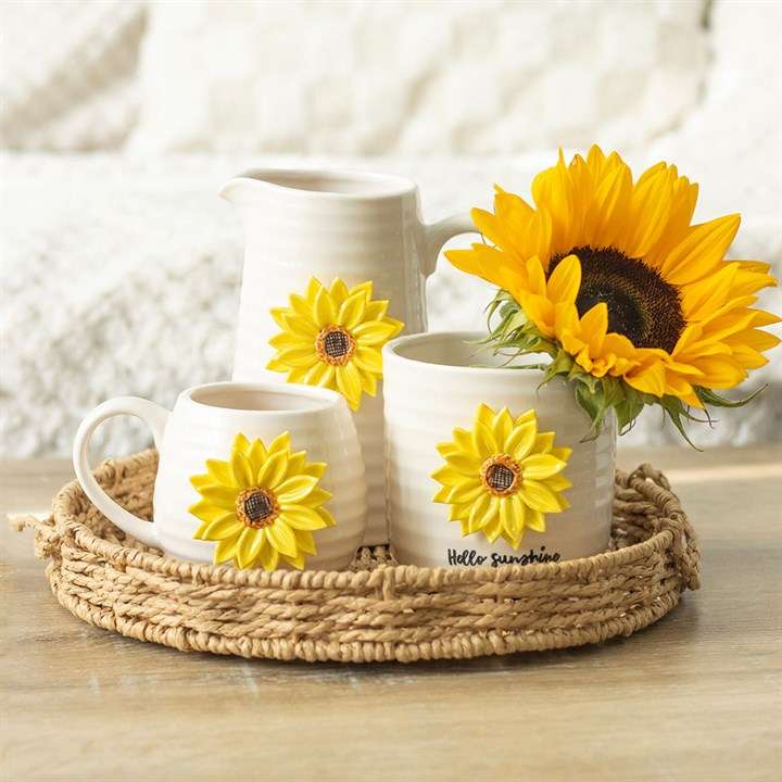Hello Sunshine Ceramic Flower Jug with 3D Sunflower N/A