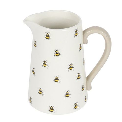 Ceramic Flower Jug with Bee Design - Decorative Vase N/A