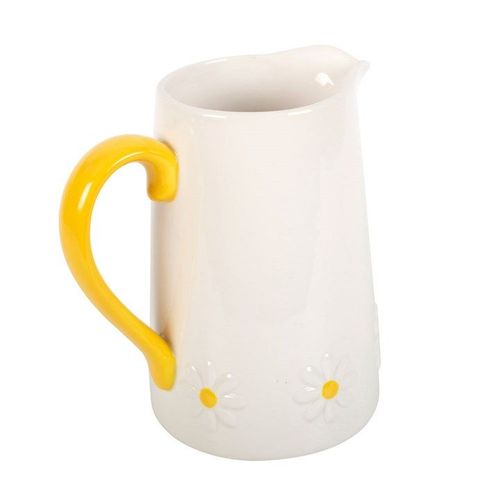 Ceramic Flower Jug with Yellow Daisy Design Decor N/A