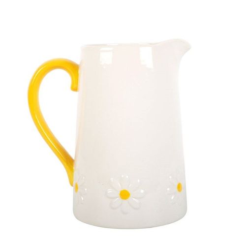 Ceramic Flower Jug with Yellow Daisy Design Decor N/A