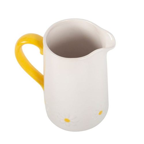 Ceramic Flower Jug with Yellow Daisy Design Decor N/A