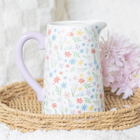 Spring Floral Print Ceramic Flower Jug N/A