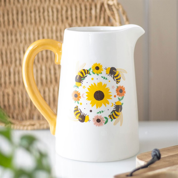 Summer Bee and Sunflower Ceramic Flower Jug N/A