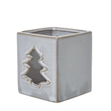 White Ceramic Tree Cut-Out Square Tealight Holder Shades 4 Seasons