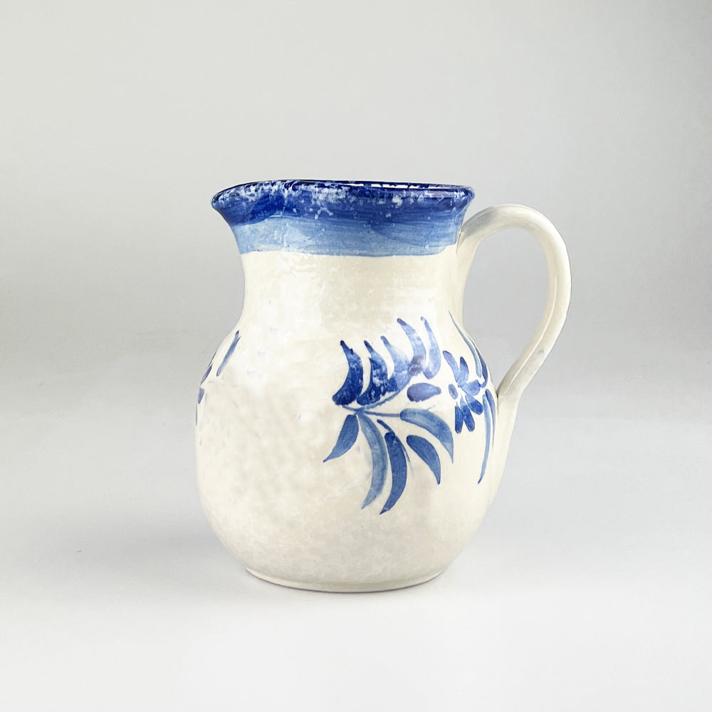 Selbrae House Ceramic Jug featuring a blue and white floral design with a classic handle