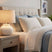 Squat White Beaded Ceramic Lamp With Linen Shade WHITE CERAMIC Shades 4 Seasons