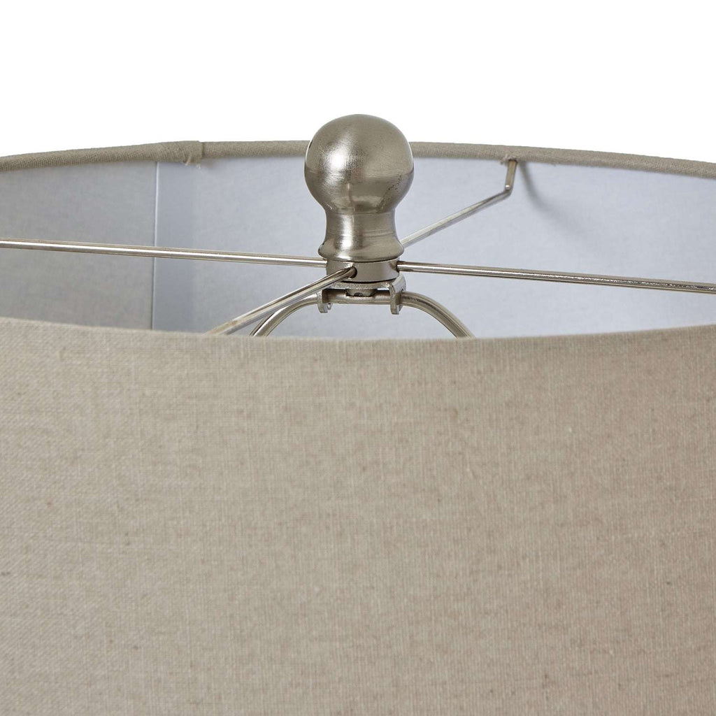 White Beaded Ceramic Lamp With Linen Shade Shades 4 Seasons