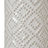 White Beaded Ceramic Lamp With Linen Shade Shades 4 Seasons